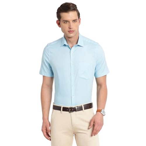 Turtle Men 100% Cotton Solid Slim Fit Light Blue Formal Shirt