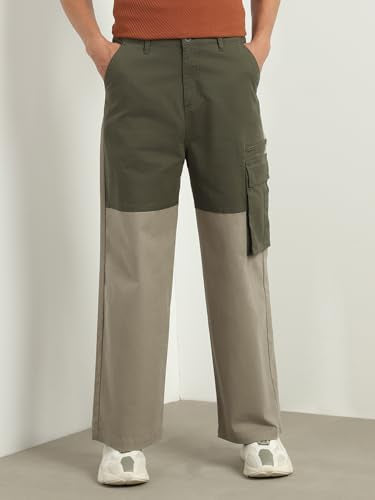 Nobero MenS Relaxed Pants (1M-Bwcp-R0003_Olive Green