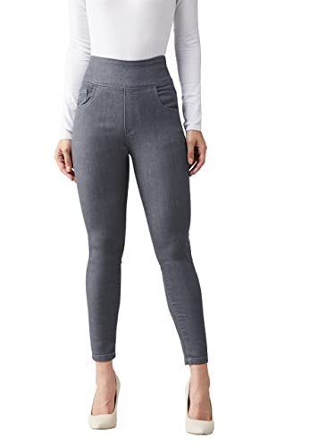 Dolce Crudo Womens Grey Skinny Fit High Rise Cropped Denim Jeggings (DOAW19DEN01-92-17-28,Grey,28)