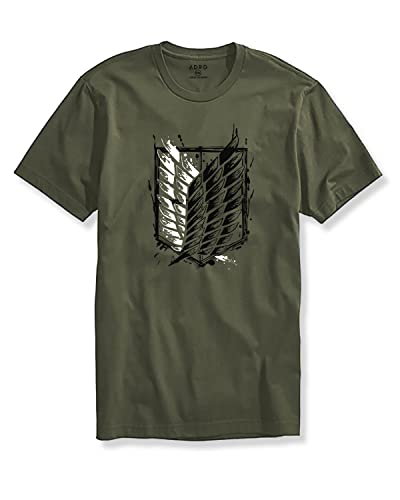 ADRO Mens Attack on Titan Cotton T-Shirt (2XL, Olive)