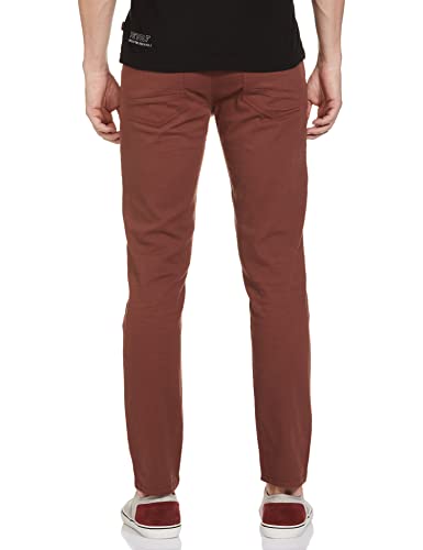 The Indian Garage Co Men Slim Fit Solid Mid-Rise Stretchable Chinos Rustic Brown