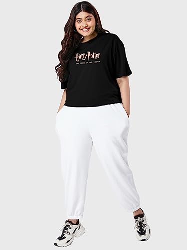 Bewakoof X Official Harry Potter Merchandise Womens Order of The Phoenix Graphic Printed Cotton Jersey Plus Size T-Shirt - Over