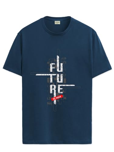 ADRO Men's Graphic Printed 100% Cotton T-Shirt - Regular Fit, Printed T-Shirts for Men (RN24-FTR-SB_Teal_XL)