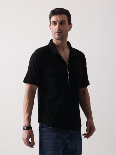 Greciilooks Regular Fit Plain Casual For Men Stylish Latest | Half Sleeve T Shirt (Gl-Mt-1155_Black