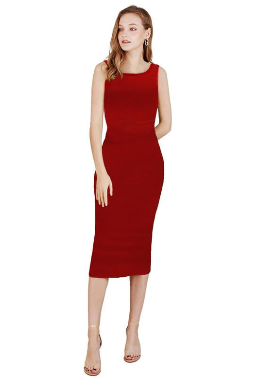 Toochki Dress For Women | Lycra Dresses | One Piece Dress | Midi Dress Dress For Women | Red Bodycon Dress For Women | Casual We