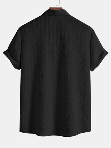 Leriya Fashion Mens Solid Regular Fit Shirt (LF-MS-6246_Black