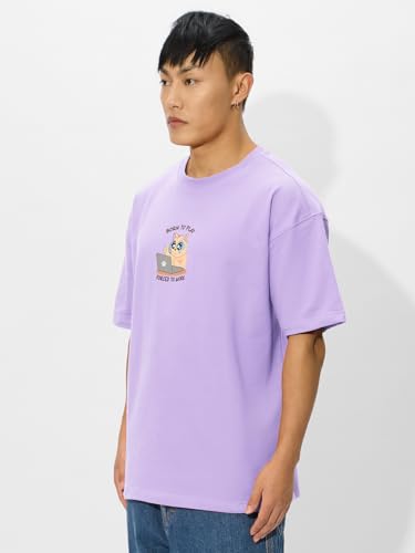 The Souled Store Oversized T-Shirt: Born to Play Men and Boys Short Sleeves Round Neck Graphic Printed Cotton Oversized T-Shirts