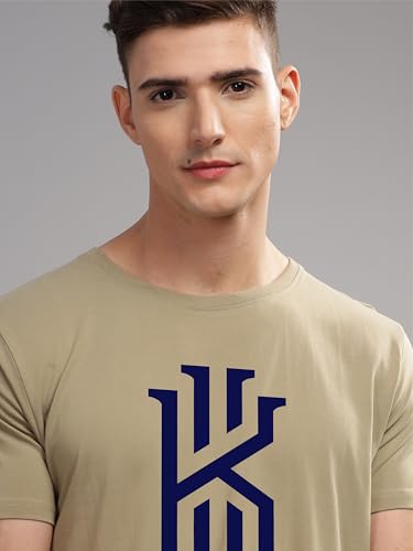 ADRO Mens Printed T Shirt - Premium Cotton Graphic Printed Tshirt - Beige T-Shirt - RN24-KOBE-BE