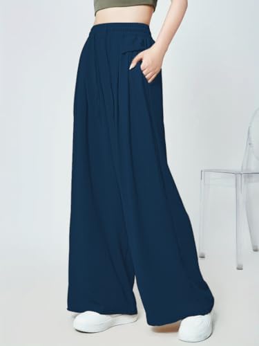 Greciilooks WomenS Loose High Rise Textured Trousers | High-Waisted Pant | Korean Trousars (Available In Plus Size And Combo Pa