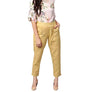 Digital Shopee Regular Fit Elastic Waist Ankle Length Cotton Casual Trouser With Two Side Pockets For Women Beige