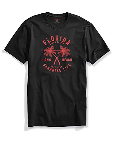 ADRO Florida Paradise Life Mens Printed T-Shirt (XL, Black)