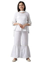 Aurelia Girl's Cotton Blend Printed Regular Kurta & Sharara & Dupatta Kurta Set