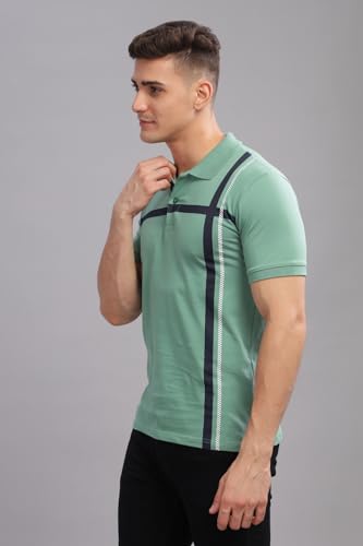 ADRO Men's Solid Regular Fit Polo Shirt (PNOP24-L1-PTNBWH_Pista