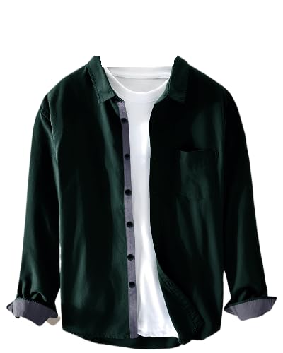 Pinkmint Men Cotton Soild Spread Collar Long Sleeve Shirt Formal Wear Black