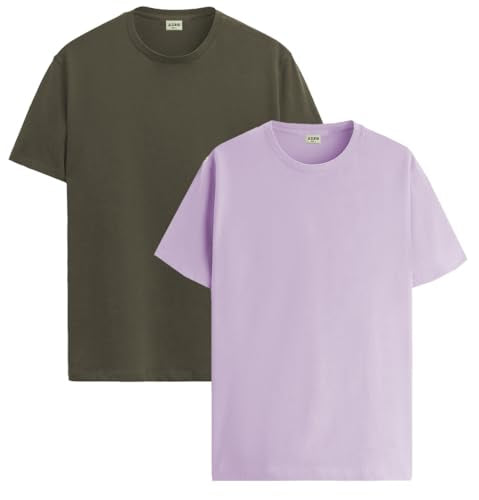 ADRO T Shirts Pack of 2 Mens Tshirts Cotton T Shirts for Men Tshirt T-Shirts Combo T Shirts Tshirts for Men Plain Solid Tshirts