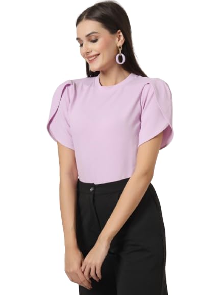 Style Quotient Women Solid Lilac Regular Fit Smart Casual Top