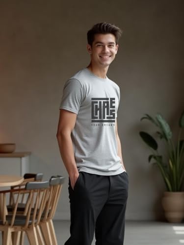 Nobero MenS Graphic Printed Cotton T-Shirt Grey
