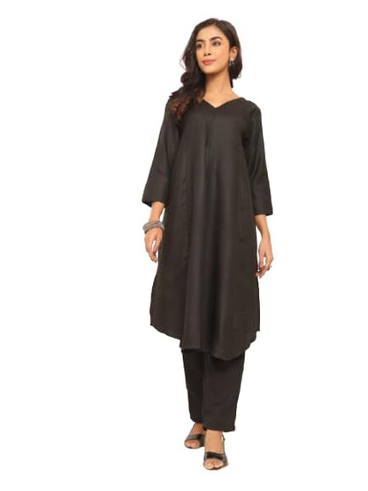 Varanga WomenS Violet Strap Kurta With Tonal Bottom & Printed Dupatta  Round Neck, Side Slit Design, Stylish & Comfortable