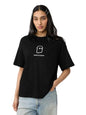 The Souled Store Holograph Women and Girls Short Sleeves Round Neck Black Graphic Printed Cotton Oversized T-Shirts