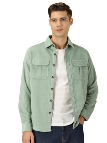 Thomas Scott MenS Cotton Slim Fit Shirt (Ts1177_Green)