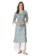 Stylum Women's Floral Printed Cotton Blend Straight Kurta (GILLYGREY_Grey)