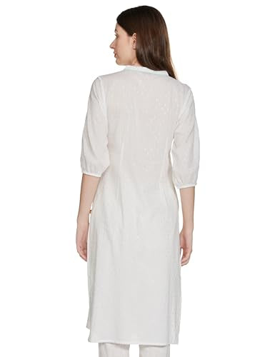 Aurelia WomenS Cotton Regular White Embroidered Straight Kurta (23Fea13851-605283