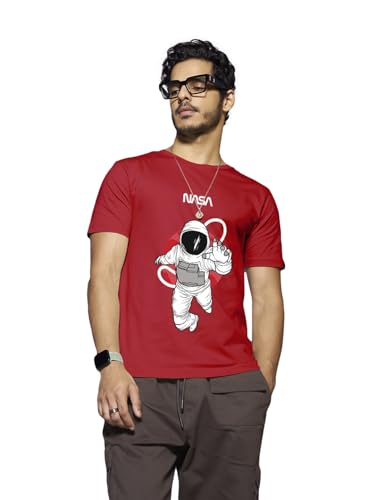 Bewakoof MenS Nasa Printed 100% Cotton T-Shirt - Regular Fit, Round Neck, Half Sleeves