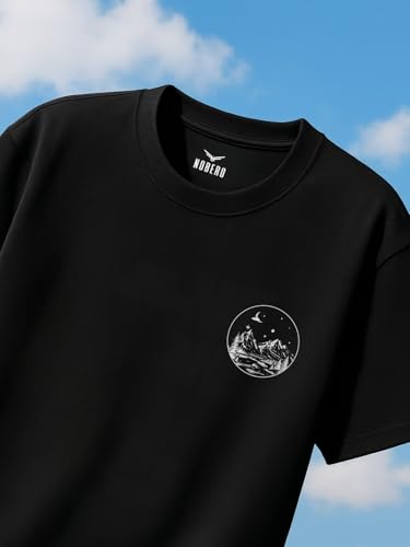 Nobero MenS Oversized Fit T-Shirt (1M-Twrt-C0910-Og_Black