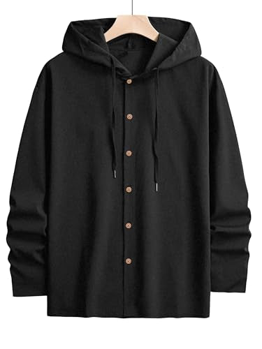 Noble Monk MenS Solid Regular Fit Shirt | Full Sleeves Hooded Shirt For Men