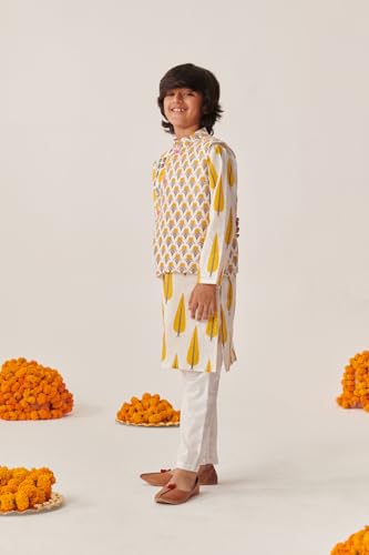 Pspeaches Boys Floral Printed Regular Kurta With Pyjamas (5-6Years)