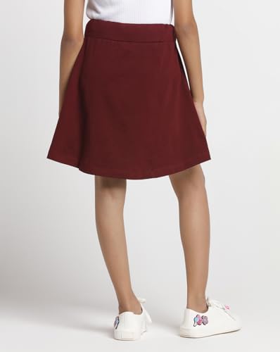 T2F Girls Above Knee Skater Skirt with Inner Shorts | Soft 100% Cotton, Breathable Fabric, Supersoft Waistband for Max Comfort