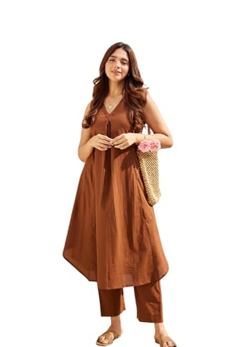 FABNEX Kurta Set for Women | Women Kurta | Women Kurta Sets Kurtis | Women Kurta Pant Set | Women Kurta Pant Set Women (K-112-Br