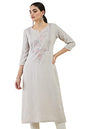 Soch Grey Rayon Straight Kurta With Floral Embroidered Designs