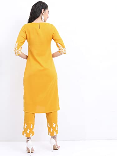 Ketch Polyester Womens Kurta With Palazzo (Khk3000562_Mustard