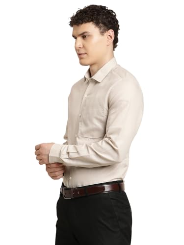 Turtle Men Slim Fit Solid Cotton Linen Grey Formal Shirt