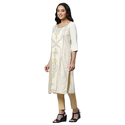 Aurelia Floral Viscose Rayon Round Neck Women's Kurtas