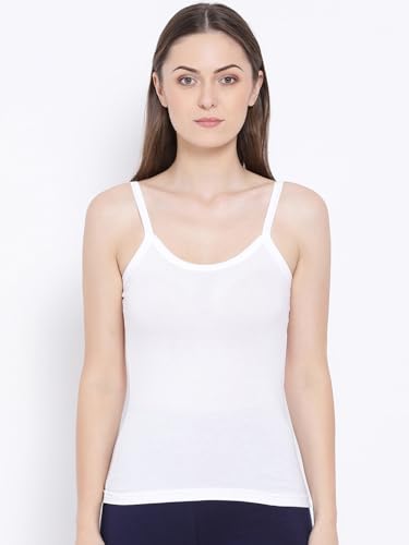 Rupa Softline Solid Regular Fit Women Super Combed Cotton Camisole, Under-Shirt, Stretchable and Body-Hugging, White,Pack of 5 (