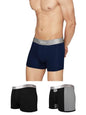 Xyxx MenS Underwear Illuminati Intellisoft Antimicrobial Micro Modal Trunk Pack Of 3 (Black & Steel Grey ; Black ; Black Iris;