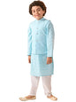 Pspeaches Boys Striped Pure Cotton Kurta With Pyjamas Nahru Jacket