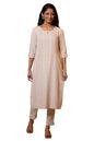 Aurelia WomenS Cotton Blend Checkered Regular Kurta (24Fea15220_Beige