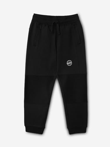 The Souled Store Cotton Joggers: Raven Boys Drawstringed Regular Fit Solid Cotton Joggers (2-8 Yrs)