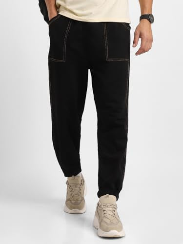 Nobero Owens Joggers MenS Solid Black Color Slim Fit Night Sleep Lounge Running Joggers Lower Wear Sweat Bottoms Track Pants Ou
