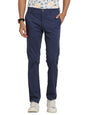 Turtle Men Cotton Stretch Ultra Slim Fit Blue Casual Trouser