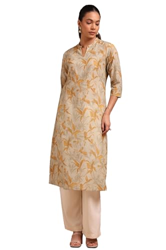 Soch WomenS Pure Cotton Floral Regular Kurta (Cws5Ku61374_Mustard