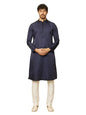 Manyavar Mens Blue Satin Solid Kurta Pyjama Set