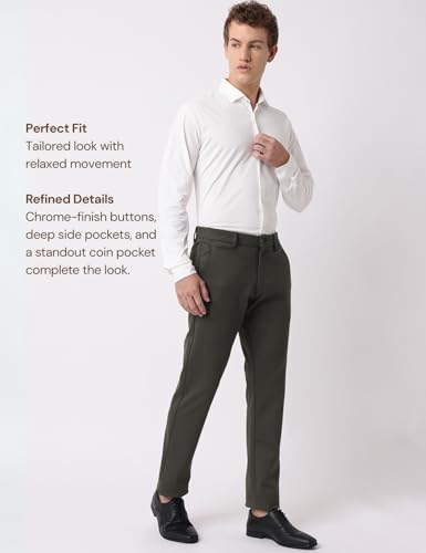Fyltr MenS Casual Trousers - Fourway Stretch Pants | Slim Fit | Trousers For Men | Stretchable Formal Pant Trouser | Soft & Comf