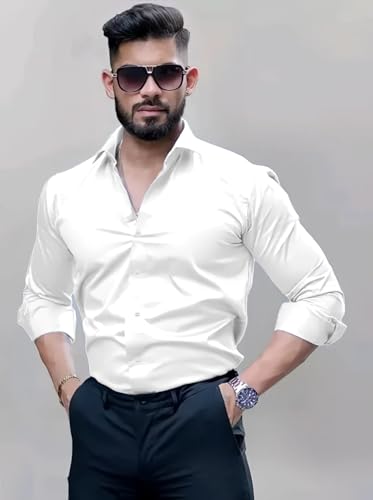 Indoprimo MenS Solid Regular Fit Shirt (If-1010-9D2Z_White