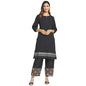 Fabindia Women Cotton Hand Woven Knee Length Kurta Black_L