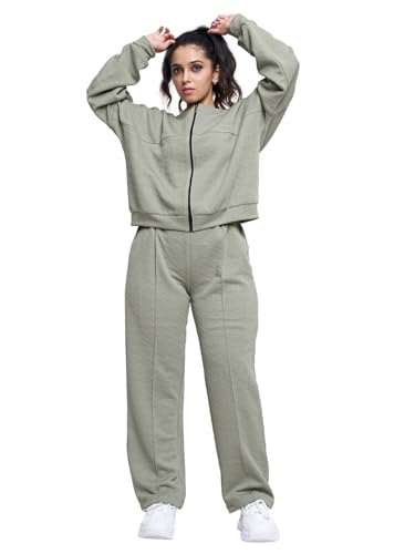 GRECIILOOKS Cotton Regular Woolen Co Ord Hoodie Set for Women Winter Wear | Full Sleeve (GL-W2070&TR1038_Green