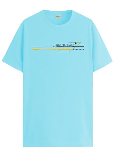 ADRO Men's Graphic Printed 100% Cotton T-Shirt - Regular Fit, Printed T-Shirts for Men (RN24-RAC-MI_Mint_XL)